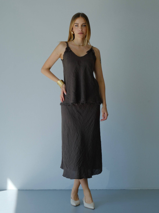 Flared linen skirt
