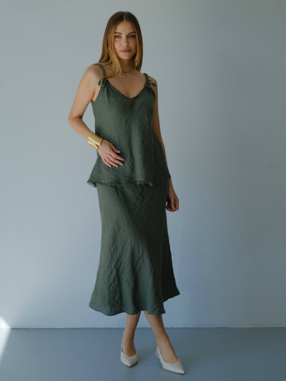 Flared linen skirt