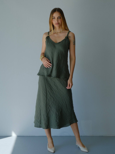 Flared linen skirt