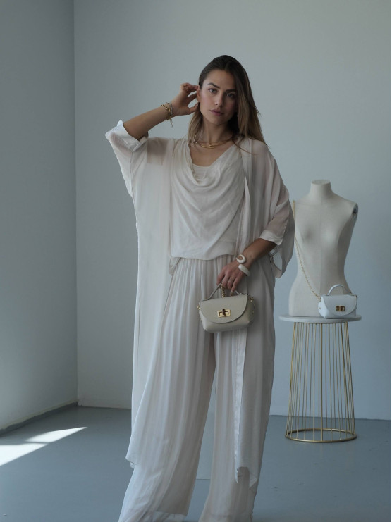 Cardigan lungo in seta