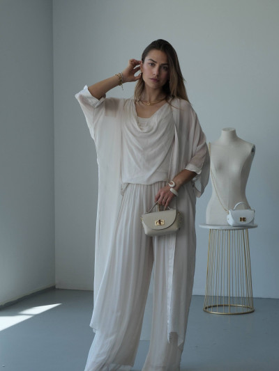 Cardigan lungo in seta
