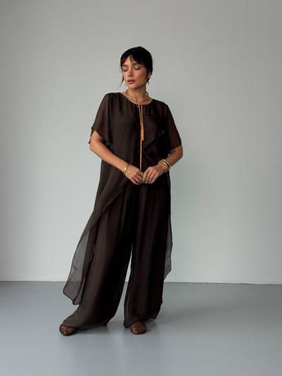 Asymmetric silk blend blouse