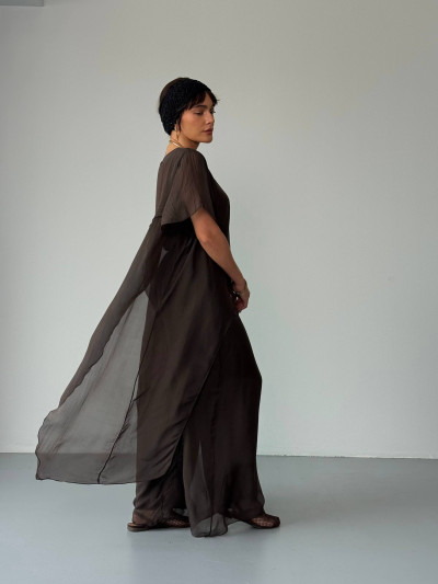 Blusa asimmetrica in misto seta