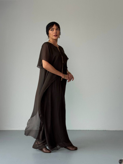 Asymmetric silk blend blouse