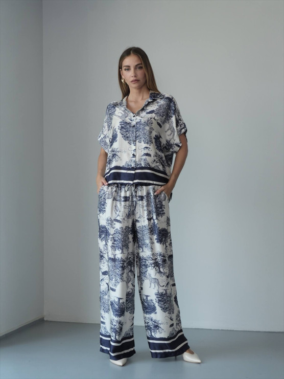Set blusa e pantaloni safari in misto...