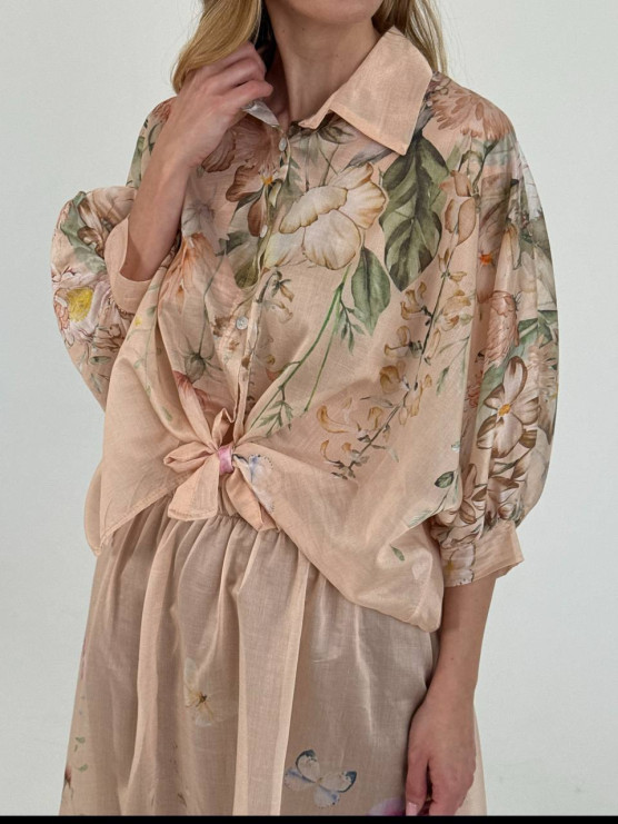 Floral lyocell shirt and skirt set