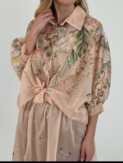 Floral lyocell shirt and skirt set