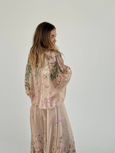 Floral lyocell shirt and skirt set