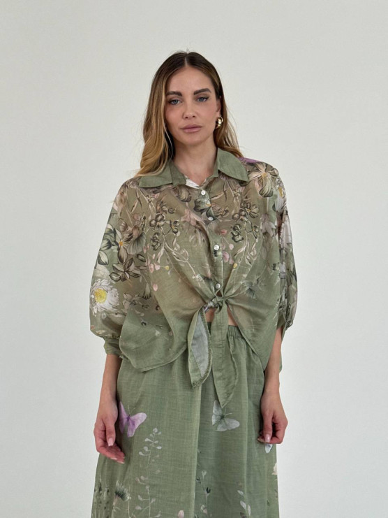 Set camicia e gonna in lyocell floreale