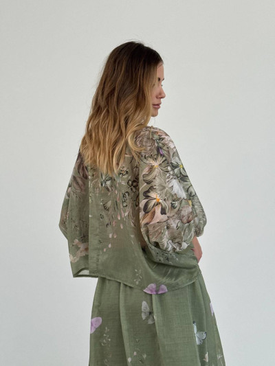 Floral lyocell shirt and skirt set