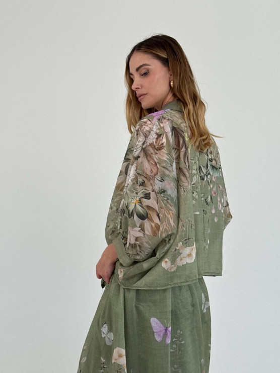 Floral lyocell shirt and skirt set