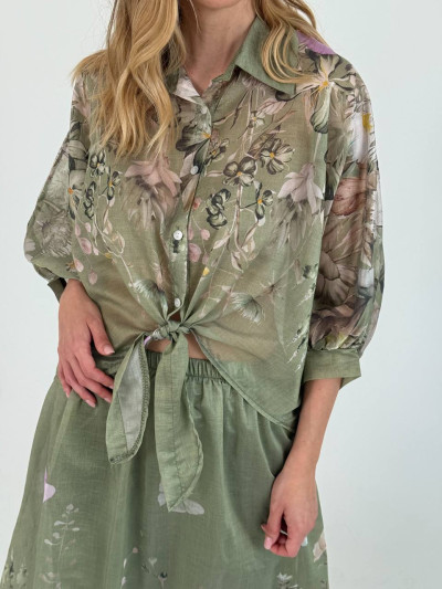 Floral lyocell shirt and skirt set