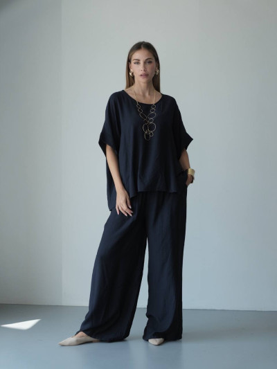 Set blusa oversize e pantaloni palazzo in viscosa