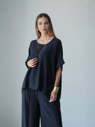 Set blusa oversize e pantaloni palazzo in viscosa