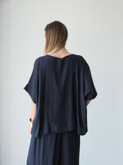 Set blusa oversize e pantaloni palazzo in viscosa