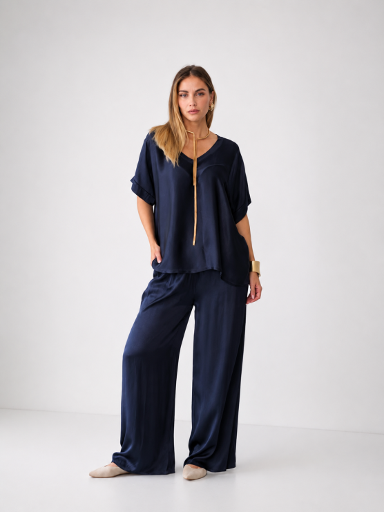 Blusa oversize A V blu