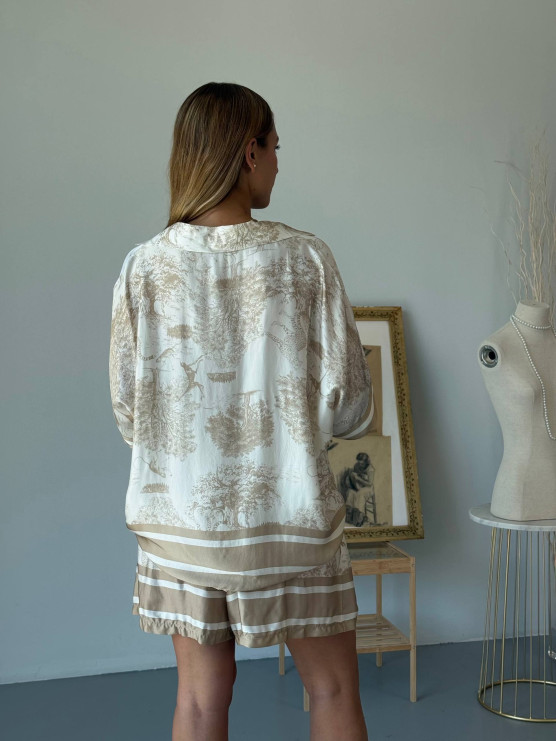 Silk Blend Set – Oversized Blouse &...