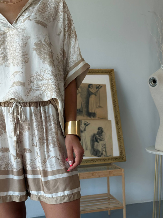 Silk Blend Set – Oversized Blouse &...