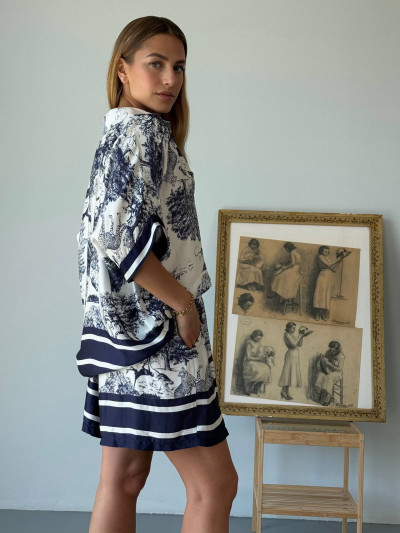 Silk Blend Set – Oversized Blouse & Shorts