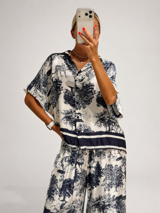 Set blusa e pantaloni safari in misto...
