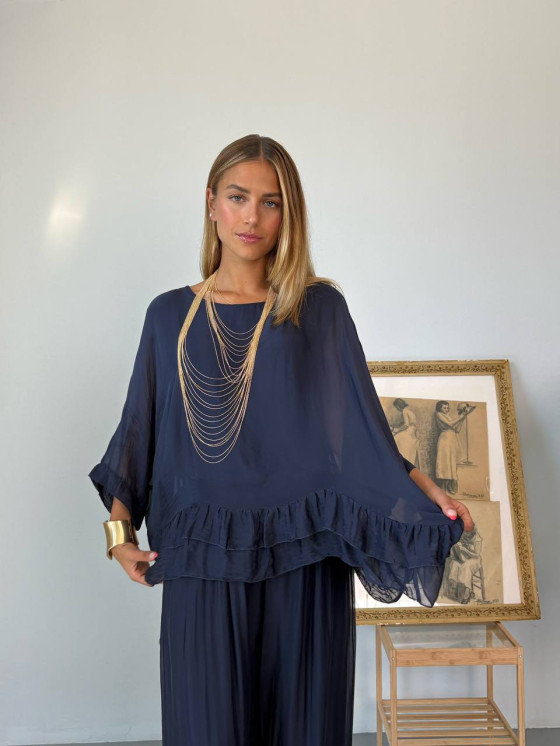 Blusa fluida in misto seta