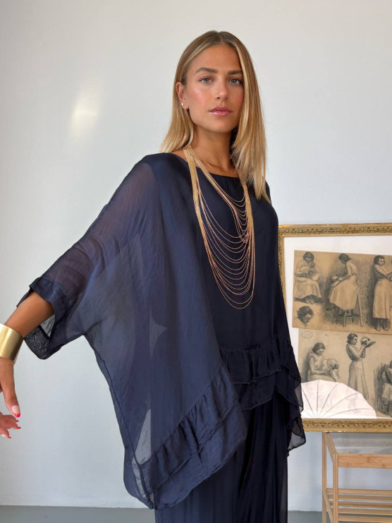 Blusa fluida in misto seta
