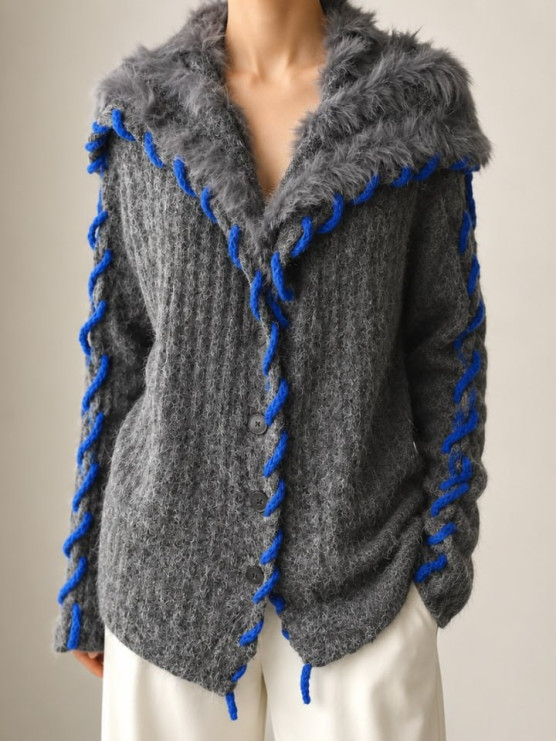 Cardigan oversize con collo effetto...
