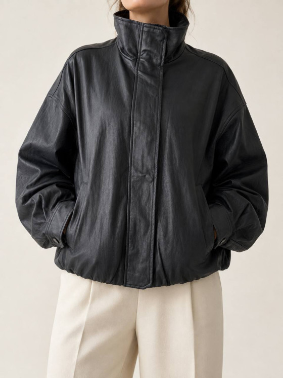 Giacca oversize effetto pelle