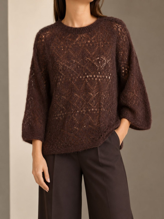 Pullover oversize in maglia traforata