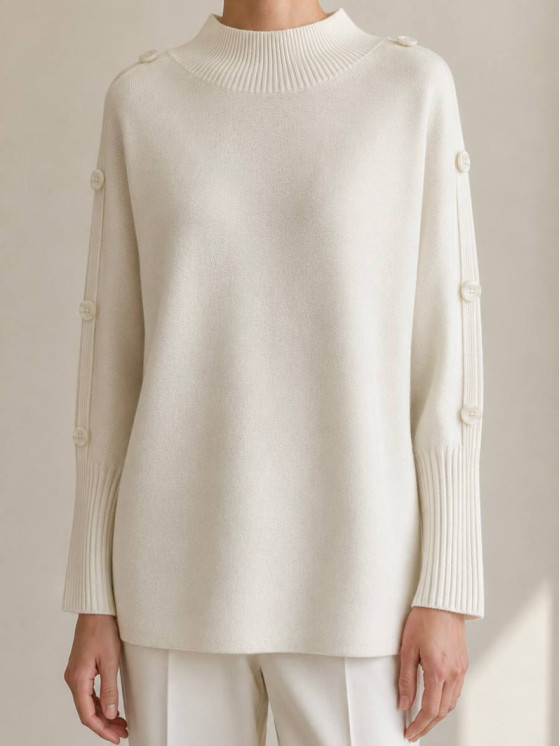 Maglia oversize con bottoni sulle maniche