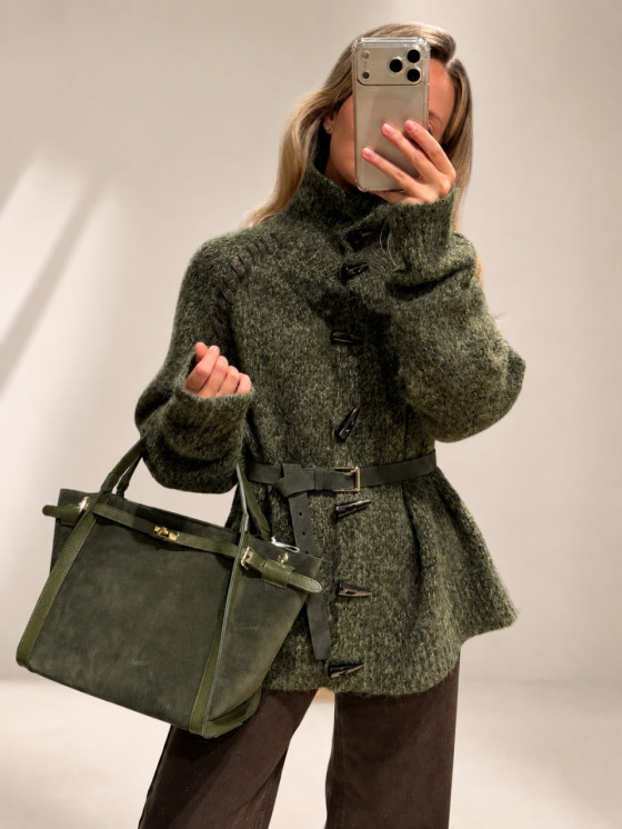 Oversized cardigan with toggle buttons