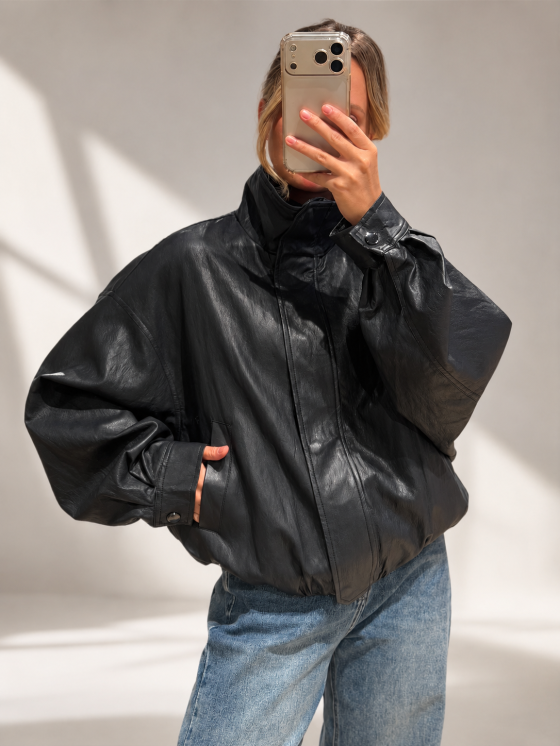 Giacca oversize effetto pelle