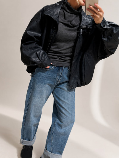 Giacca oversize effetto pelle