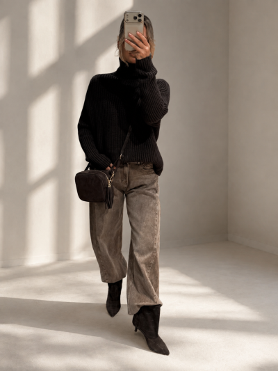 Maglione dolcevita a coste