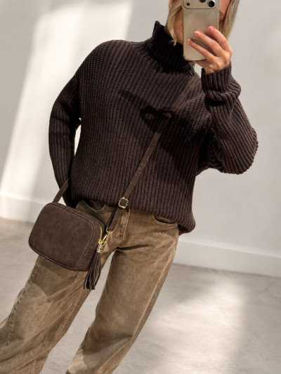 Maglione dolcevita a coste