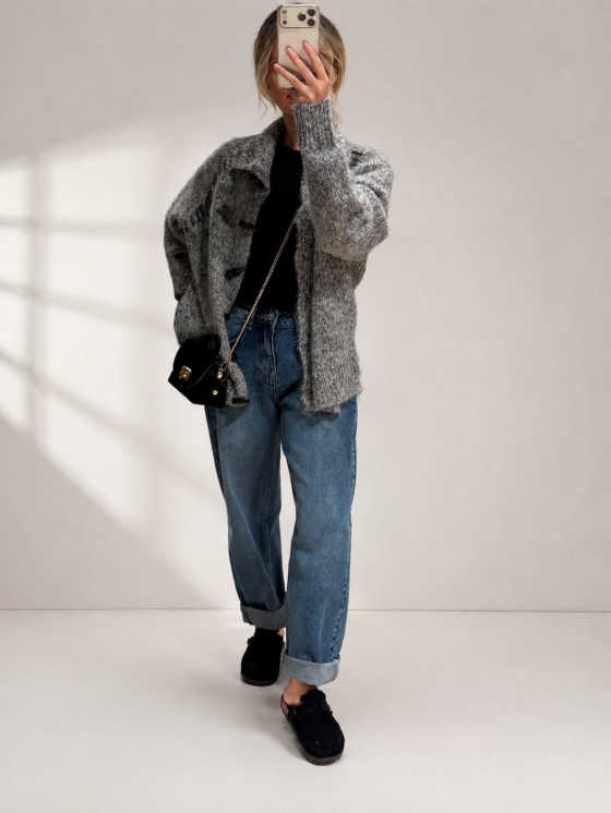 Cardigan oversize con alamari