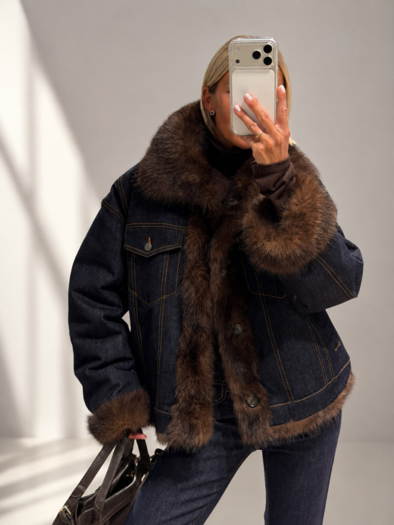 Giacca reversibile denim e pelliccia