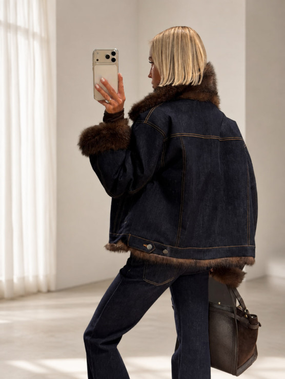 Giacca reversibile denim e pelliccia