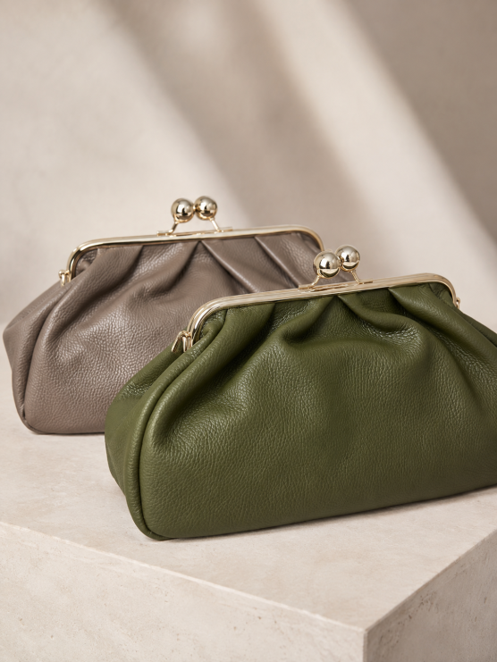 Borsa clutch in pelle con chiusura a...