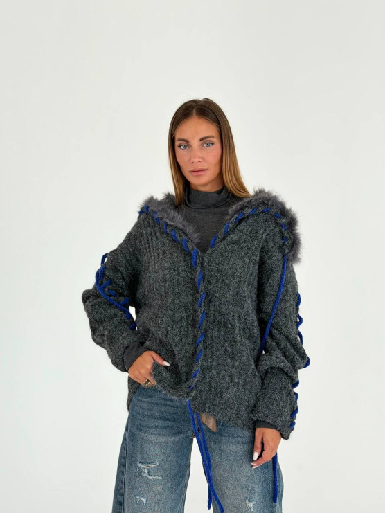 Cardigan oversize con collo effetto...