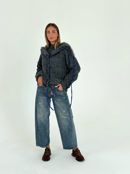 Cardigan oversize con collo effetto...