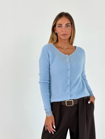 Cardigan in misto mohair e lana