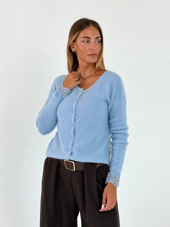 Cardigan in misto mohair e lana