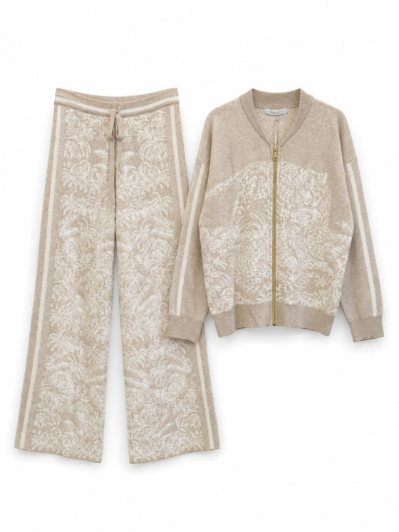 Coordinato in maglia con stampa animalier