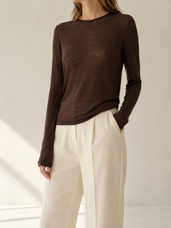 Wool blend long sleeve top