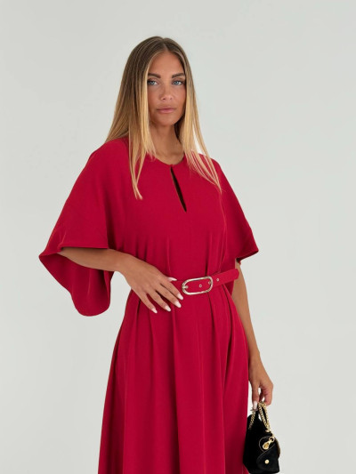 Flowy midi dress with belt