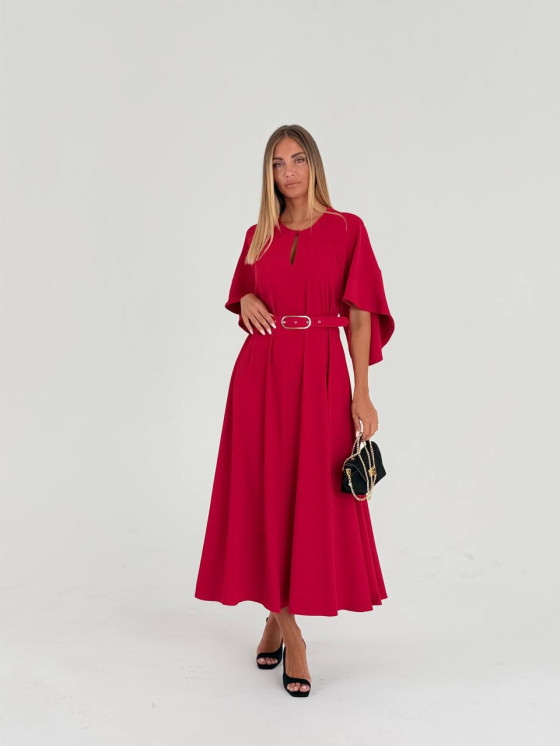 Flowy midi dress with belt