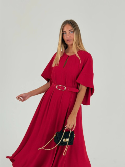 Flowy midi dress with belt