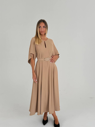 Flowy midi dress with belt