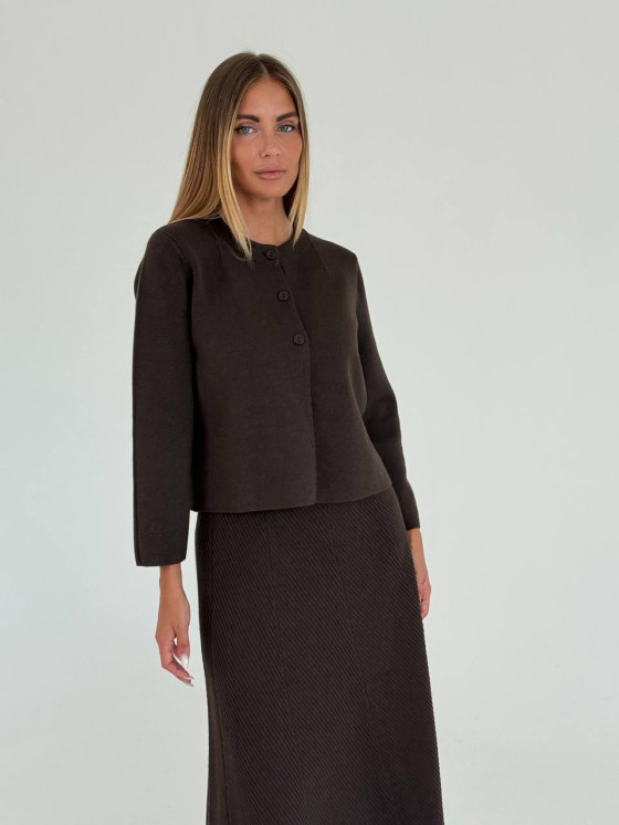 Cardigan girocollo con bottoni